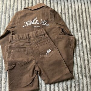 Kith kids brown denim set